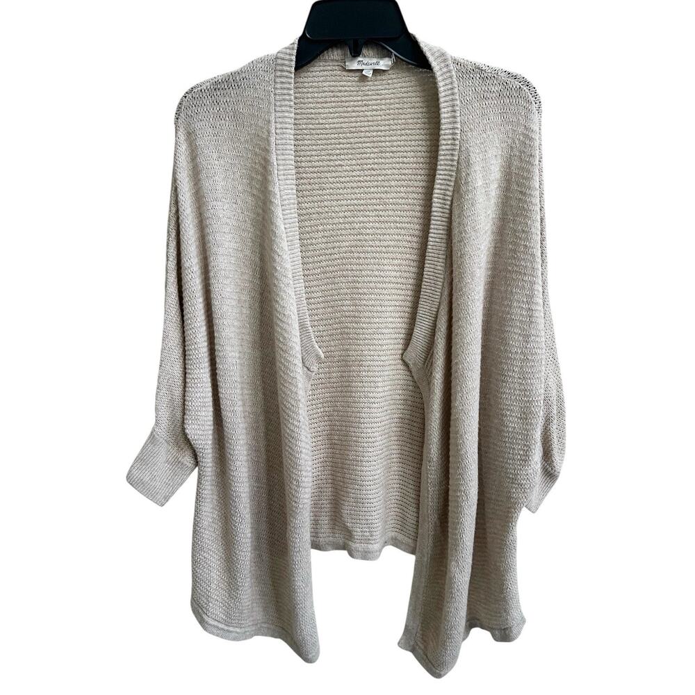 Madewell XS Seabank Cardigan Sweater Knit Oatmeal Open Front Drapey Relaxed